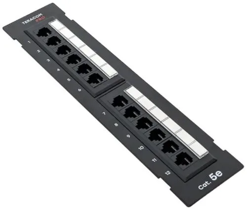 Патч-панель настенная TERACOM PRO Cat.5E неэкранированная UTP 12 портов RJ-45 Dual IDC