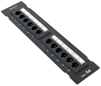 Патч-панель настенная TERACOM PRO Cat.5E неэкранированная UTP 12 портов RJ-45 Dual IDC