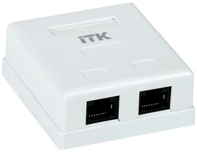 Розетка информационная настенная RJ45 кат. 5Е UTP 2 порта GENERICA CS2-1C5EU-22-G