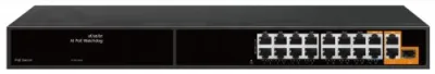 PoE коммутатор TSn-16FP18G2S1, 16 POE + 2x1000Мбит/с порта Uplink + 1 порт SFP, бюджет PoE 300 Вт