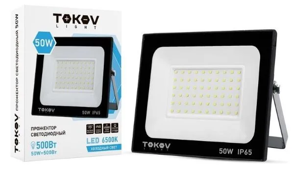 Прожектор светодиодный 50Вт 3400лм 6500К IP65 черн. (TKL) TOKOV ELECTRIC TKL-FL/LED-50-6.5K-IP65