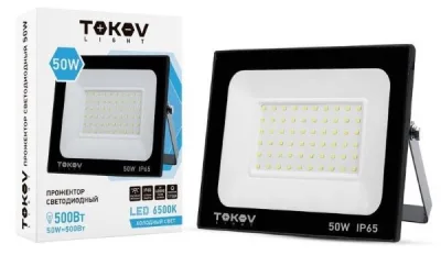 Прожектор светодиодный 50Вт 3400лм 6500К IP65 черн. (TKL) TOKOV ELECTRIC TKL-FL/LED-50-6.5K-IP65