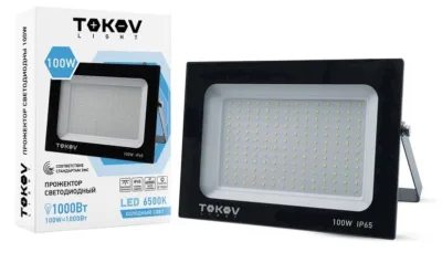 Прожектор светодиодный 100Вт 6700лм 6500К IP65 черн. (TKL) TOKOV ELECTRIC TKL-FL/LED-100-6.5K-IP65