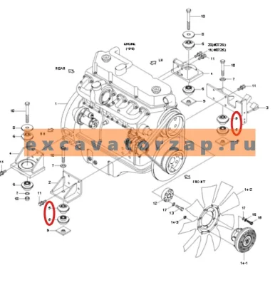 Подушка двигателя 11N6-10445, аналог, Корея передняя экскаватора HYUNDAI