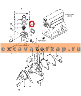 Прокладка XJAF-00423, аналог, КНР, корпуса термостата двигателя экскватора HYUNDAI R110-7, R160LC7, R170W7, R180LC7, R75-7