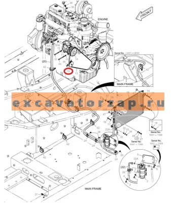 Ролик натяжителя 130710-00079 (оригинал, DOOSAN) ремня кондиционера экскаватора DOOSAN DX140, DX160