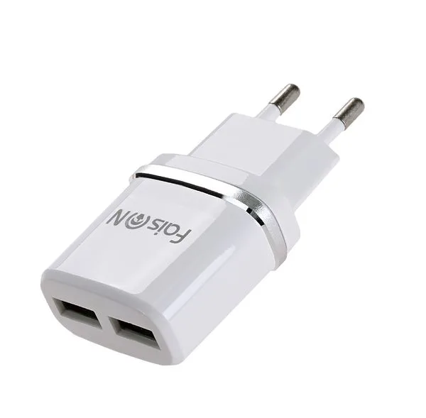 Блок питания сетевой 2 USB FaisON, HC12, 2400mA, пластик, цвет: белый