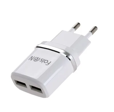 Блок питания сетевой 2 USB FaisON, HC12, 2400mA, пластик, цвет: белый