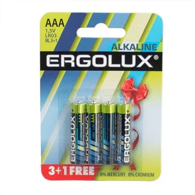 Батарейка Ergolux LR03 4BL bl/3+1, на блистере