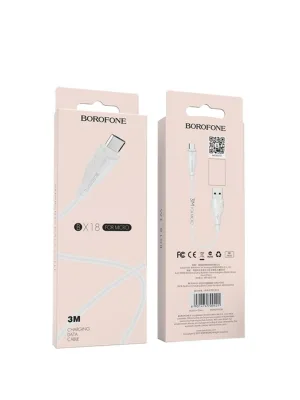 NEW Кабель USB - микро USB Borofone BX18 Optimal, 1.0м, круглый, 2.4A, силикон, цвет: белый