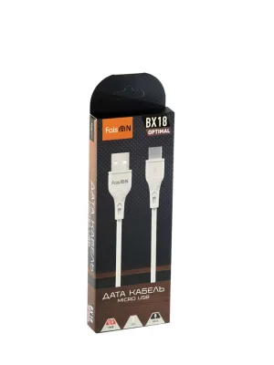 NEW Кабель USB - микро USB FaisON BX18 Optimal, 1.0м, круглый, 2.4A, силикон, цвет: белый