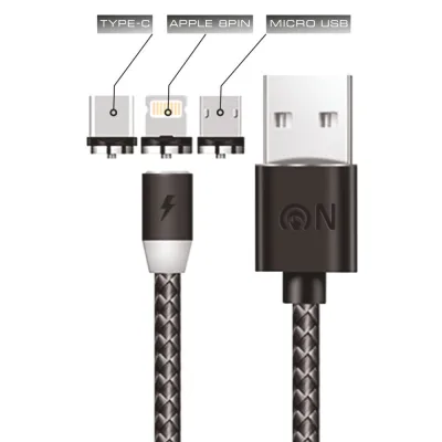 Кабель USB - 8 pin, Type-C, микро USB FaisON FS-K-789 Tres, 1.0м, круглый, 2.1A, нейлон, в переплёте