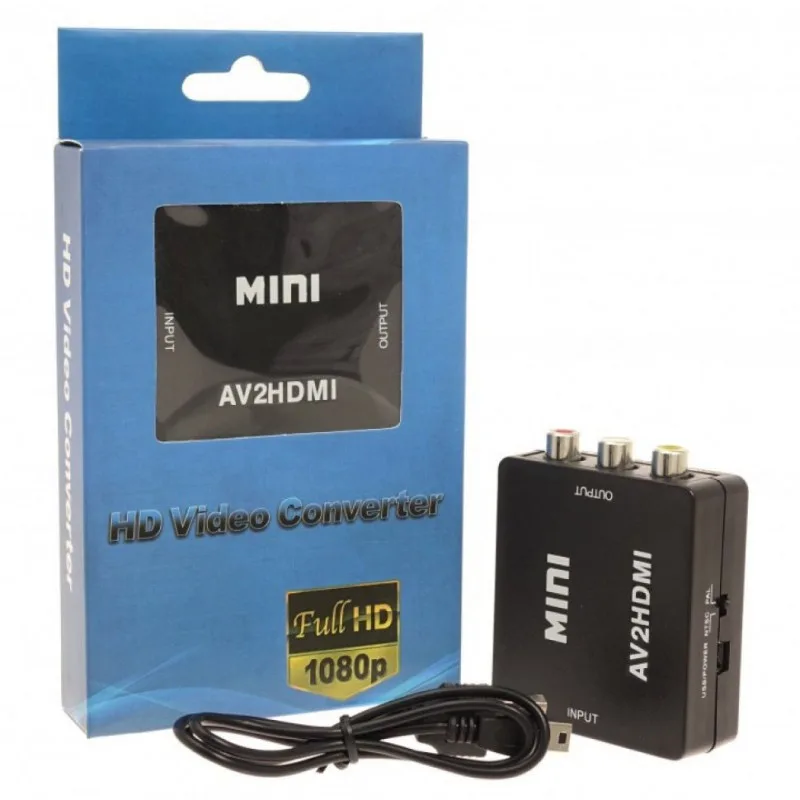 NEW Адаптер Mini AV/HDMI 1080p Converter to 3 rca (black)