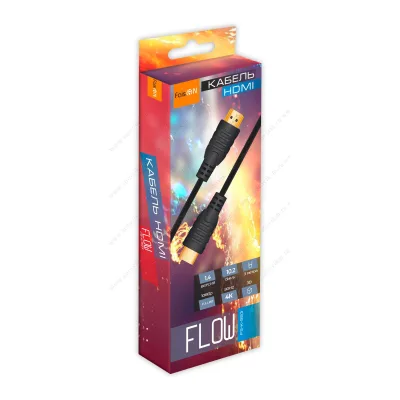 Кабель HDMI - HDMI FaisON Flow, FS-K-993, 3.0м, круглый, 1.4В, силикон, 4K, цвет: чёрный