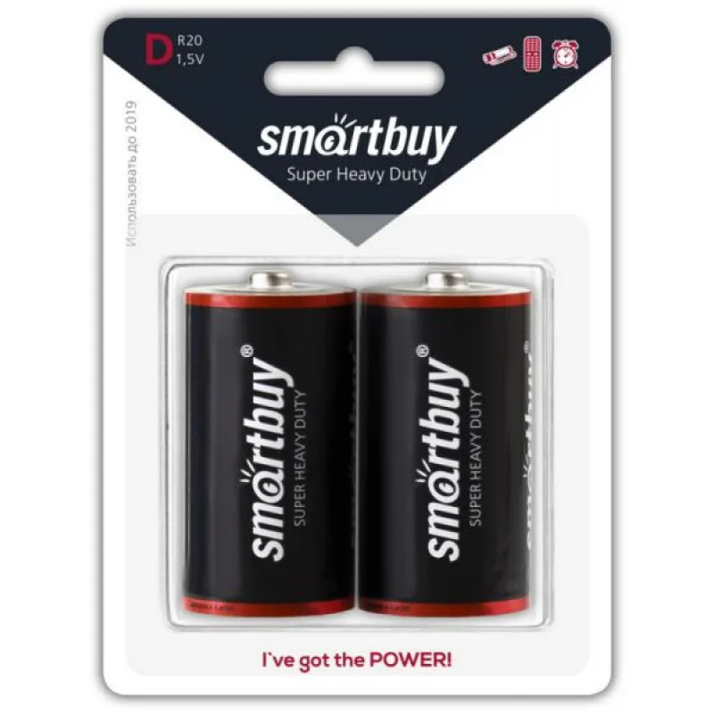NEW Батарейка солевая Smartbuy R20/2B (12/96) (SBBZ-D02B)