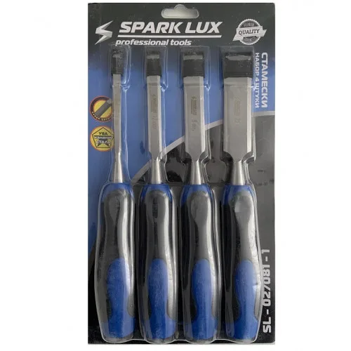 NEW Набор стамесок SPARK LUX 4 штуки, 2х-комп.рукоятки, на блистере, SL-027081-1 (24)