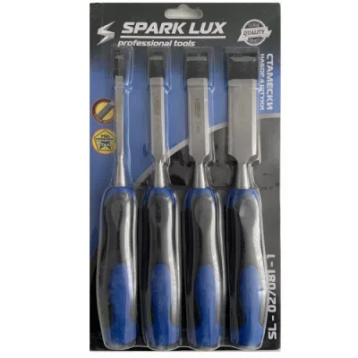 NEW Набор стамесок SPARK LUX 4 штуки, 2х-комп.рукоятки, на блистере, SL-027081-1 (24)