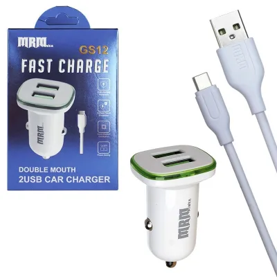 NEW Автомобильное зарядное устройство MRM GS12 5V/2.4A 2USB + Type-C 1000mm (black) в корбочке