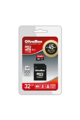 NEW Карта памяти microSDHC 32Gb OltraMax, Elite, Class10, UHS-I 45Mb/s, с адаптером