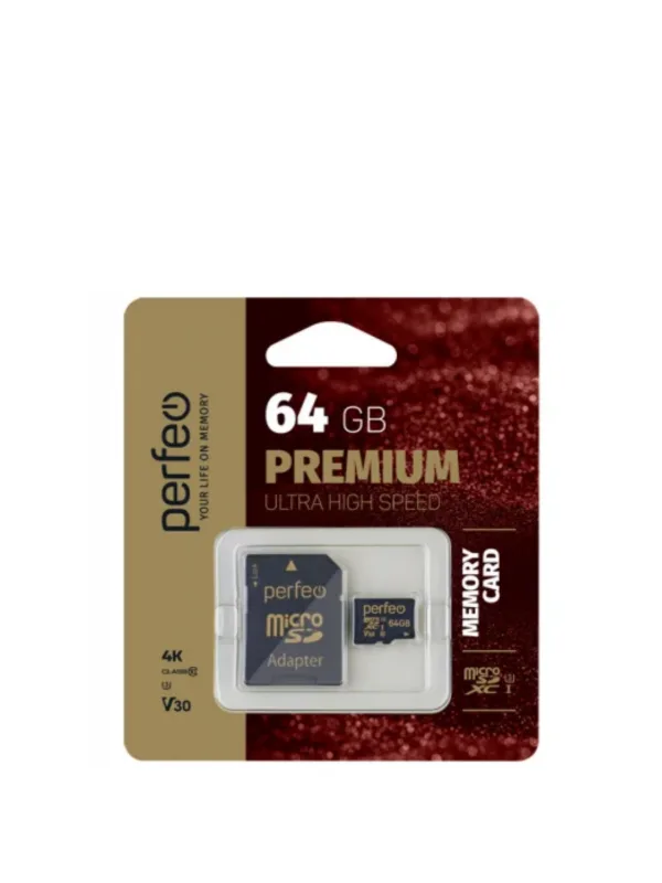 NEW Perfeo microSDXC 64GB High-Capacity (Class 10) UHS-3 V30