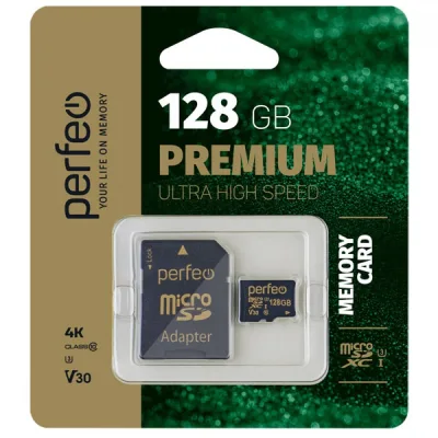 NEW Perfeo microSDXC 128GB High-Capacity (Class 10) UHS-3 V30