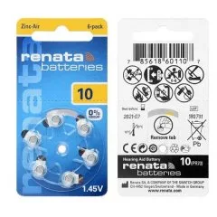 Батарейка Renata ZA10-6BL ZincAir, 1.4В, (6/60/300)