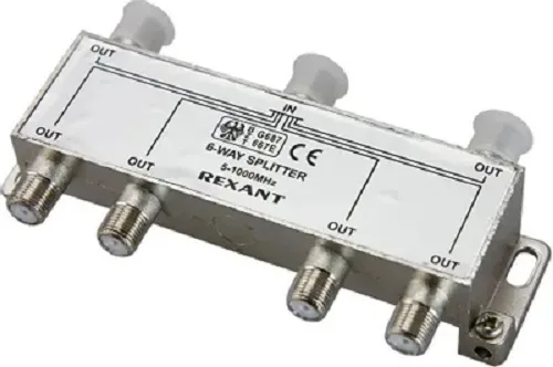 Делитель ТВ "краб" х6 под F разъем 5-1000 МГц Rexant 05-6004