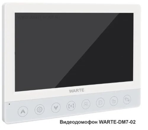 Видеодомофон WARTE-DM7-02 PAL цифровой белый (СОНАТА-Ц PAL) 7" для работы с подъездным домофоном циф