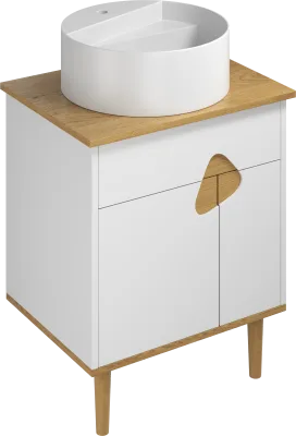 Тумба с раковиной VOQ Sense 60 ultra white&natural oak