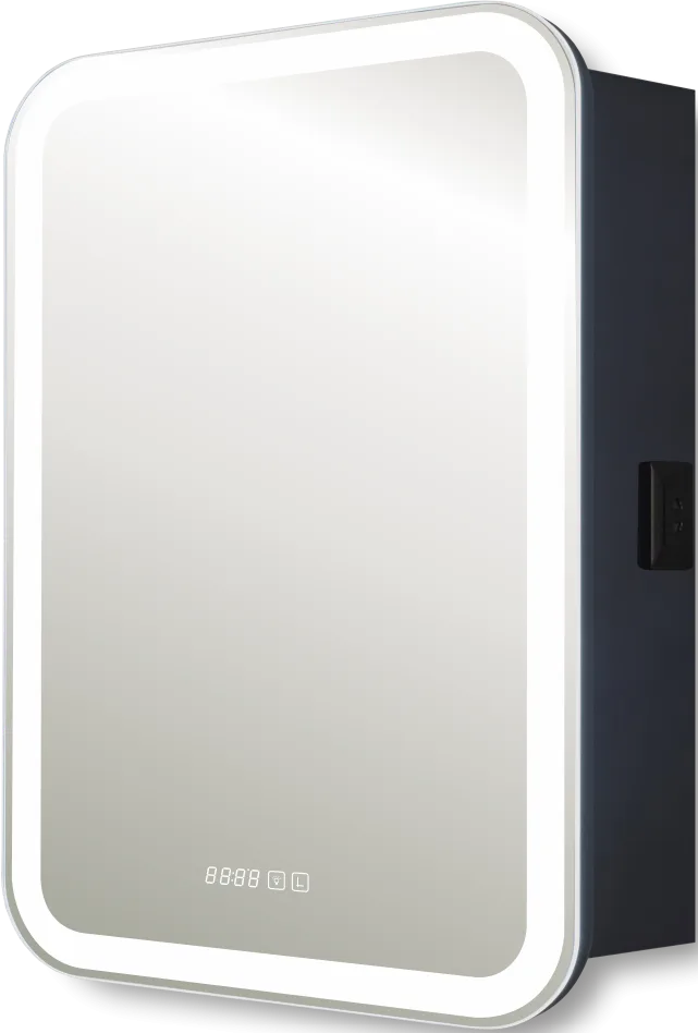 Зеркало-шкаф Silver Mirrors Фиджи 60x80 с подсветкой, с часами, black