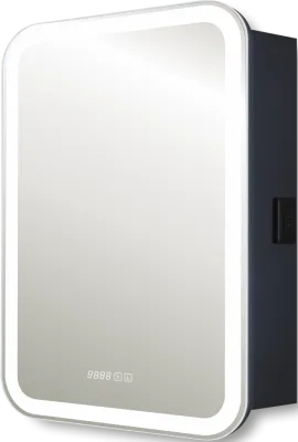 Зеркало-шкаф Silver Mirrors Фиджи 60x80 с подсветкой, с часами, black