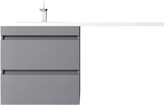 Тумба с раковиной Style Line Даллас Леон 120 L Люкс Plus подвесная, серая матовая, для стиральной машины