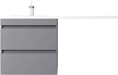Тумба с раковиной Style Line Даллас Леон 120 L Люкс Plus подвесная, серая матовая, для стиральной машины