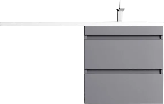 Тумба с раковиной Style Line Даллас Леон 120 R Люкс Plus подвесная, серая матовая, для стиральной машины
