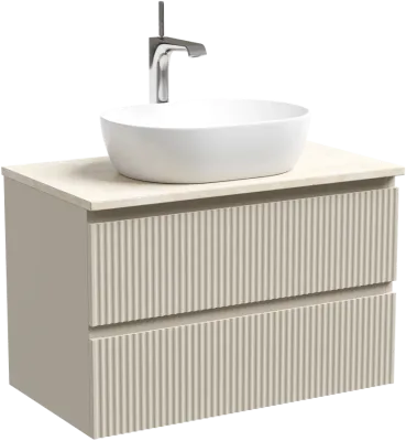 Тумба под раковину со столешницей Sancos Сноб Р (Snob R) 80 матовая бежевая (beige soft), столешница креман (kreman), с отв. под смеситель