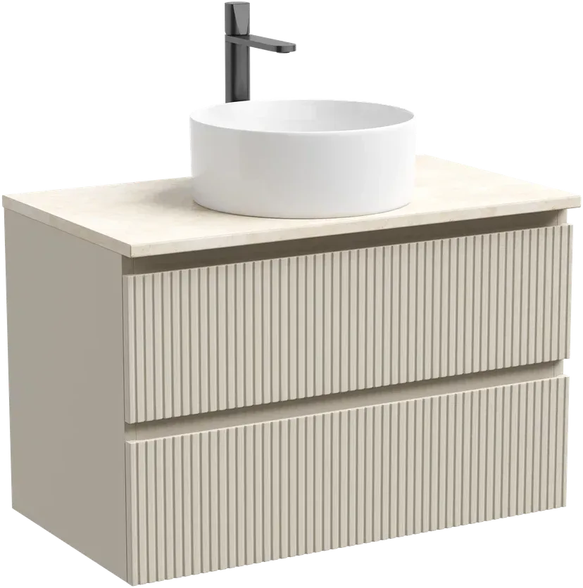 Тумба под раковину со столешницей Sancos Сноб T (Snob T) 80 матовая бежевая (beige soft), столешница креман (kreman), с отв. под смеситель