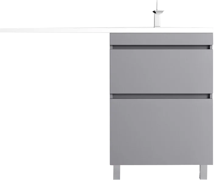 Тумба с раковиной Style Line Даллас Леон 120 R Люкс Plus напольная, серая, для стиральной машины, 2 ящика