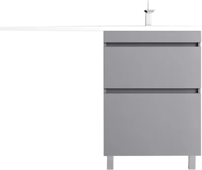 Тумба с раковиной Style Line Даллас Леон 120 R Люкс Plus напольная, серая, для стиральной машины, 2 ящика