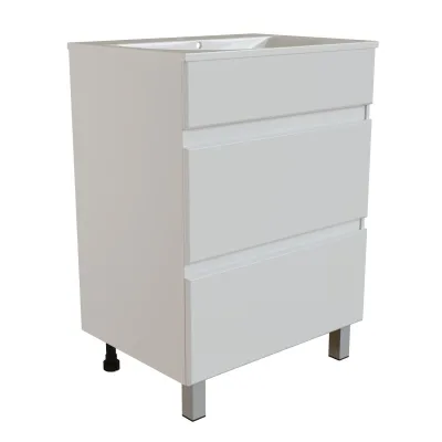 Тумба для ванной "БРИКС-60" 2 ящика под раковину "Breeze 60" мебельный (Sanita Luxe) (ПВХ)