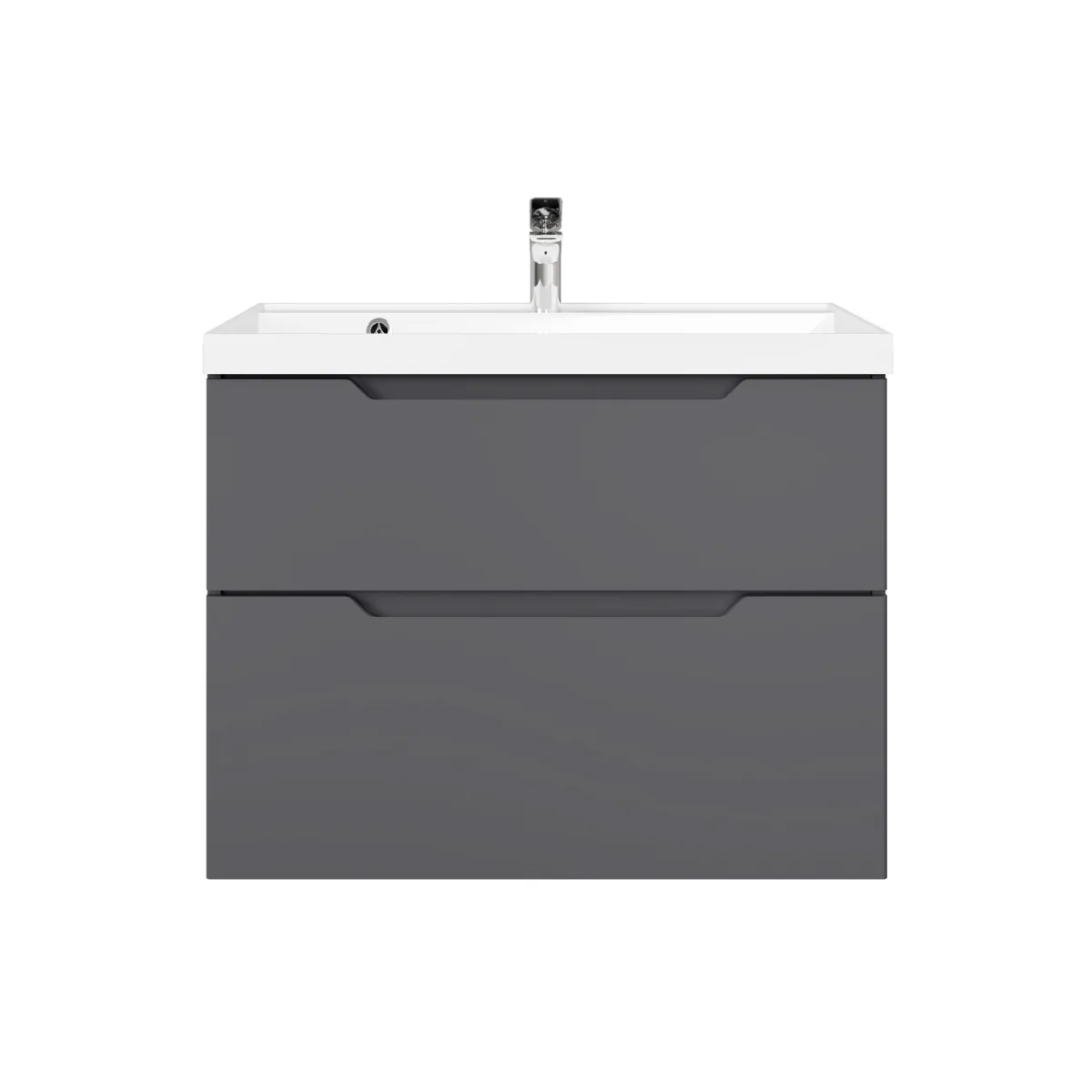 Тумба с раковиной Raval Wector 80, подвесная, антрацит + Смеситель для раковины MEGA Truva MG-Z02-B черный