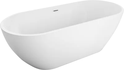 Акриловая ванна BelBagno Uno BB701 170x75 см, отдельностоящая, белая, овальная, на ножках, со сливом-переливом, с донным клапаном