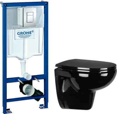 Комплект 2 в 1 Унитаз подвесной Wanfald Lauta 47374100005 + Инсталляция с кнопкой Grohe Rapid SL 38772001 цвет хром