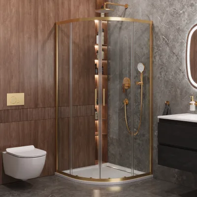 Душевой уголок Cezares Мольвено (Molveno) R 2 90 C BORO IV 90х90 см, профиль брашированное золото, стекло прозрачное