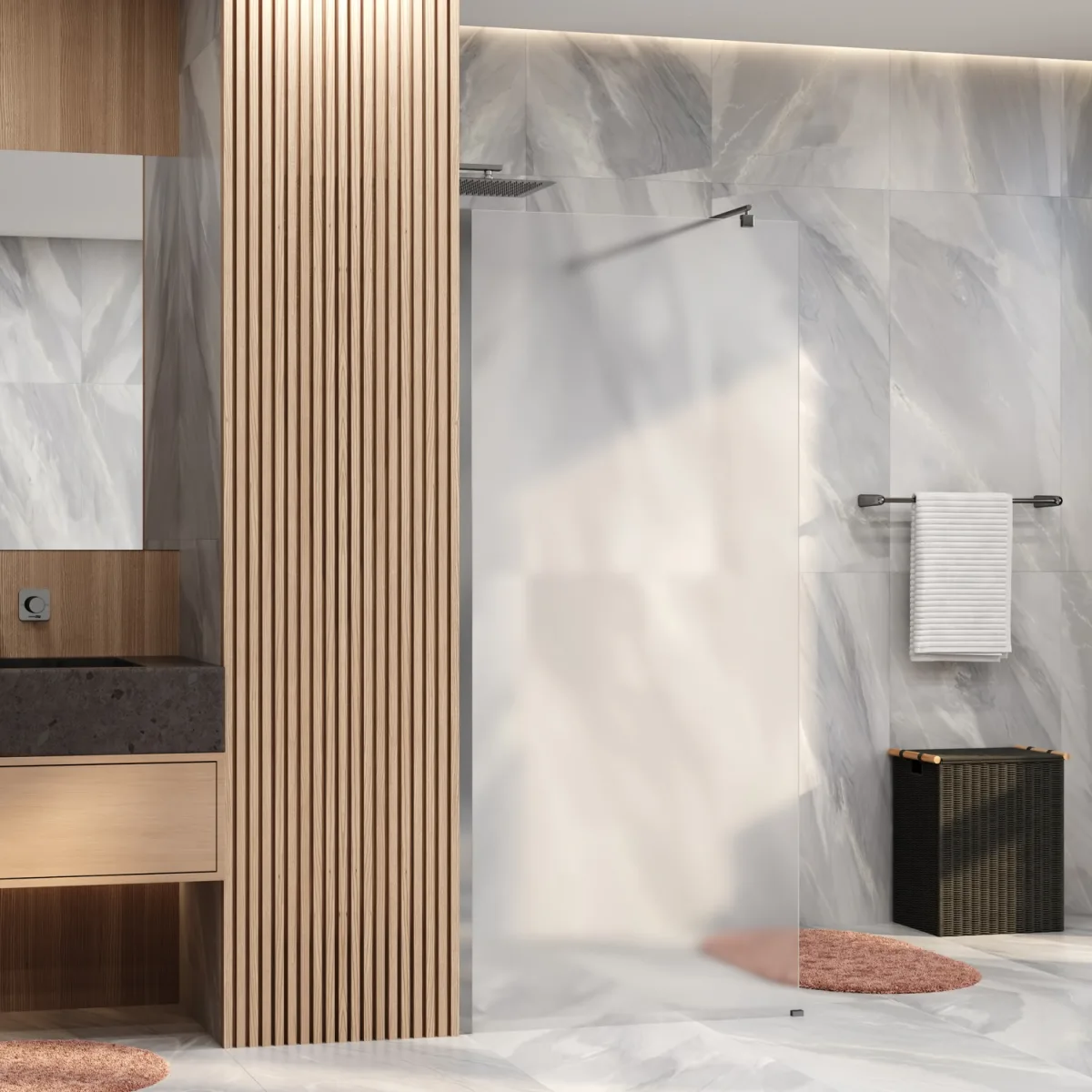 Душевая перегородка Wasserkraft Rur 30W 110 см, профиль хром, стекло матовое