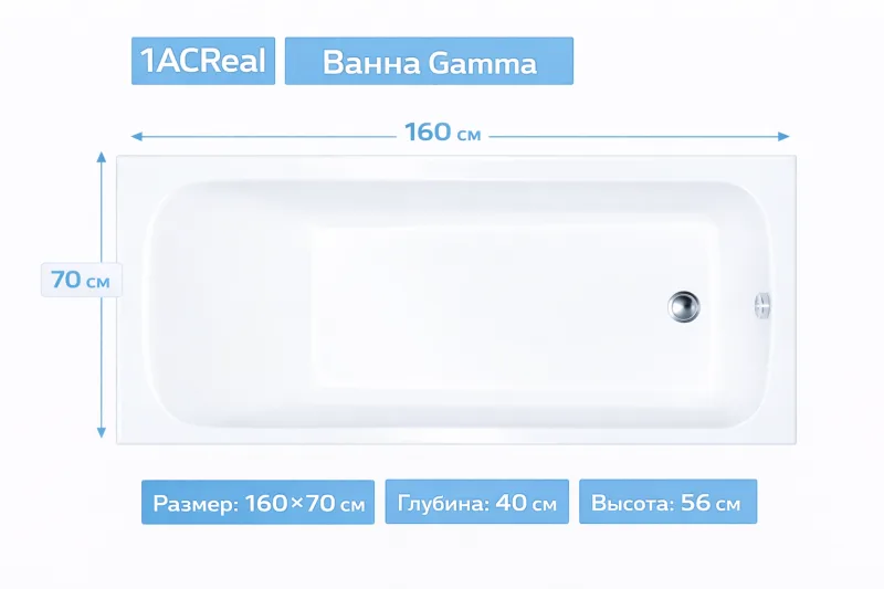 Ванна Gamma 160х70 1ACReal