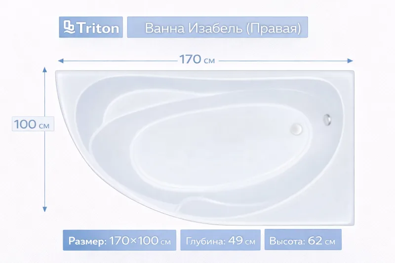 Ванна Изабель (правая) 170х100 Triton