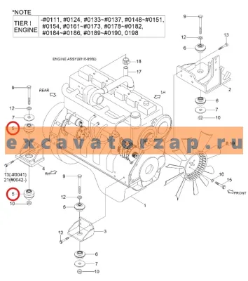 Подушка двигателя 11N6-13065 задняя, аналог, Корея экскаватора HYUNDAI R290LC7, R300LC9S, R305LC7, R320LC7, R320LC7A, R330LC9S, R360LC7, R360LC7A, R8007AFS, R800LC-9, R800LC7A, R800LC9FS