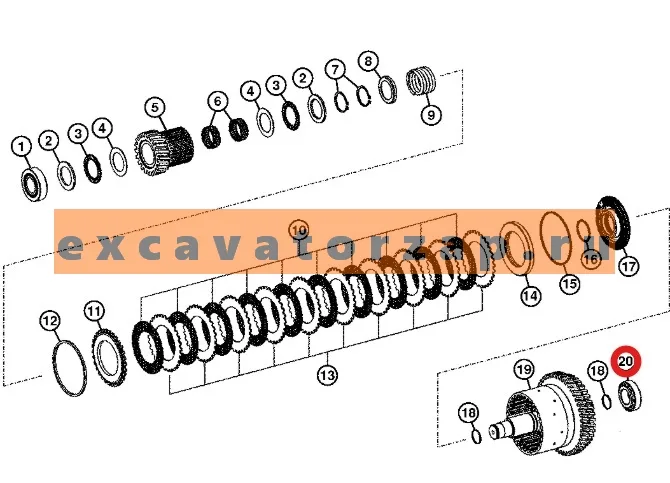 Подшипник 4661.201.002, 4661201002, 4661-201-002 (аналог, HYUNDAI) муфты КПП экскаватора погрузчика HYUNDAI H940S