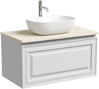 Тумба с раковиной Sancos Самая (Very) 80 белая (bianco), столешница креман (kreman), раковина CN6009
