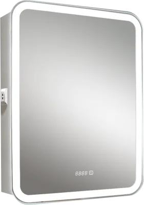Зеркало-шкаф Silver Mirrors Фиджи 60x80 с подсветкой, с подогревом, с часами, белое